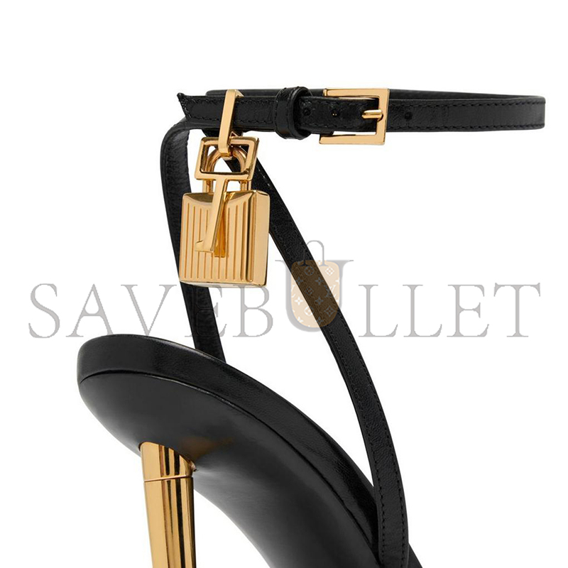 TOM FORD SHINY LEATHER PADLOCK POINTY NAKED SANDAL W2272 TOM FORD SHINY LEATHER PADLOCK POINTY NAKED SANDAL W2272